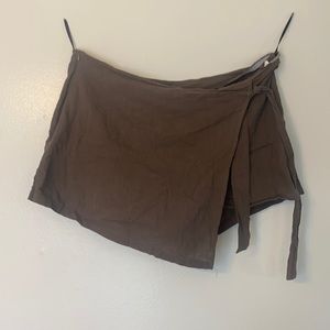 Kahki Green/Grey Linen Skort